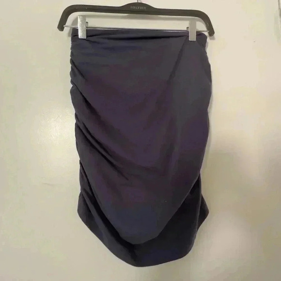 Aritzia Tna Chill Malibu Skirt Stretch-Jersey Ruched Bodycon Mini Skirt Navy W M - Picture 5 of 9